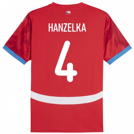 Kandiny Hombre Camiseta Chequia Denis Hanzelka #4 Rojo 1ª Equipación 24-26 La Camisa Chile