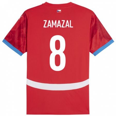 Kandiny Hombre Camiseta Chequia Denis Zamazal #8 Rojo 1ª Equipación 24-26 La Camisa Chile