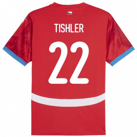 Kandiny Hombre Camiseta Chequia Daniel Tishler #22 Rojo 1ª Equipación 24-26 La Camisa Chile