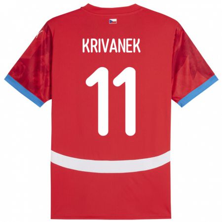 Kandiny Hombre Camiseta Chequia Jan Krivanek #11 Rojo 1ª Equipación 24-26 La Camisa Chile