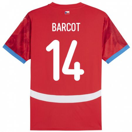Kandiny Hombre Camiseta Chequia David Barcot #14 Rojo 1ª Equipación 24-26 La Camisa Chile