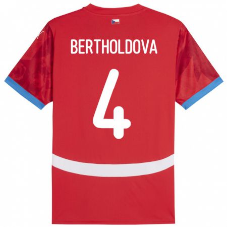 Kandiny Hombre Camiseta Chequia Petra Bertholdová #4 Rojo 1ª Equipación 24-26 La Camisa Chile