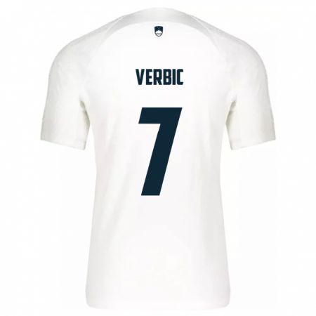 Kandiny Hombre Camiseta Eslovenia Benjamin Verbic #7 Blanco 1ª Equipación 24-26 La Camisa Chile