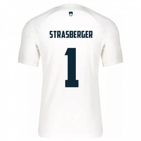 Kandiny Hombre Camiseta Eslovenia Tim Strasberger #1 Blanco 1ª Equipación 24-26 La Camisa Chile