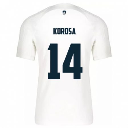 Kandiny Hombre Camiseta Eslovenia Anej Koroša #14 Blanco 1ª Equipación 24-26 La Camisa Chile