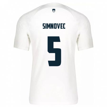 Kandiny Hombre Camiseta Eslovenia Matevz Simnovec #5 Blanco 1ª Equipación 24-26 La Camisa Chile