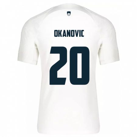 Kandiny Hombre Camiseta Eslovenia Deen Okanovic #20 Blanco 1ª Equipación 24-26 La Camisa Chile