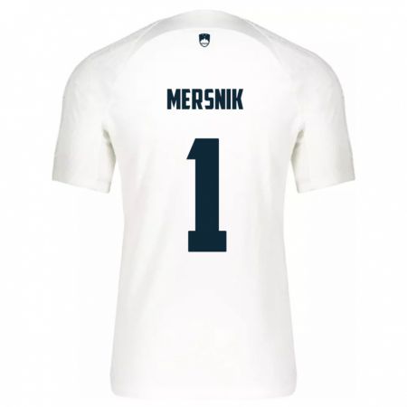 Kandiny Hombre Camiseta Eslovenia Zala Meršnik #1 Blanco 1ª Equipación 24-26 La Camisa Chile