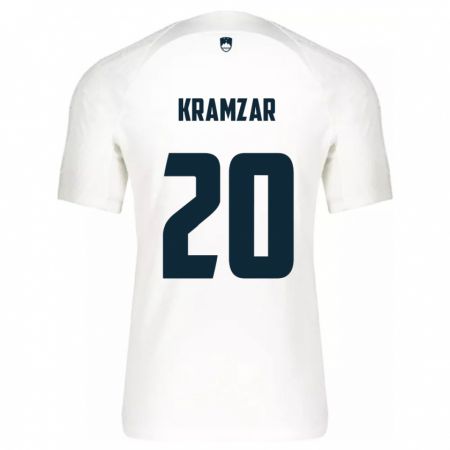 Kandiny Hombre Camiseta Eslovenia Zara Kramžar #20 Blanco 1ª Equipación 24-26 La Camisa Chile