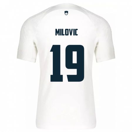 Kandiny Hombre Camiseta Eslovenia Ana Milovič #19 Blanco 1ª Equipación 24-26 La Camisa Chile