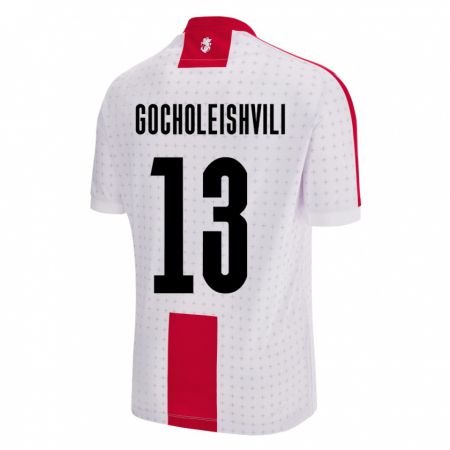 Kandiny Hombre Camiseta Georgia Giorgi Gocholeishvili #13 Blanco 1ª Equipación 24-26 La Camisa Chile