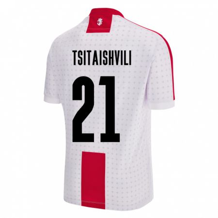 Kandiny Hombre Camiseta Georgia Georgiy Tsitaishvili #21 Blanco 1ª Equipación 24-26 La Camisa Chile