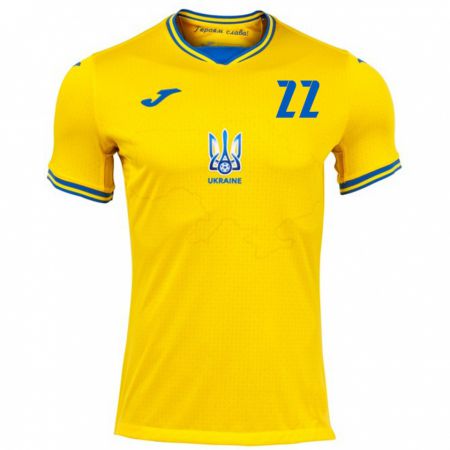 Kandiny Hombre Camiseta Ucrania Roman Didyk #22 Amarillo 1ª Equipación 24-26 La Camisa Chile