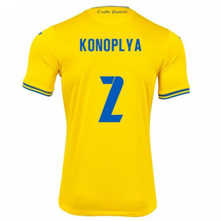 Kandiny Hombre Camiseta Ucrania Yukhym Konoplya #2 Amarillo 1ª Equipación 24-26 La Camisa Chile