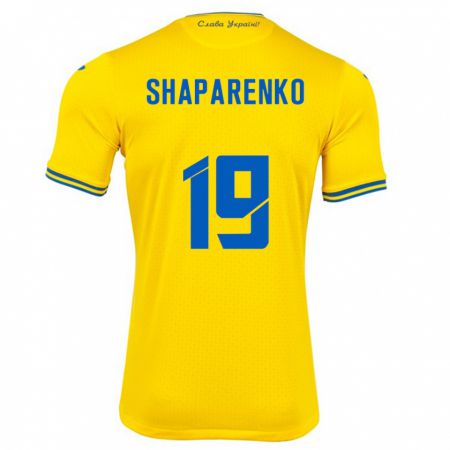 Kandiny Hombre Camiseta Ucrania Mykola Shaparenko #19 Amarillo 1ª Equipación 24-26 La Camisa Chile