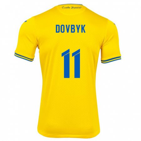 Kandiny Hombre Camiseta Ucrania Artem Dovbyk #11 Amarillo 1ª Equipación 24-26 La Camisa Chile