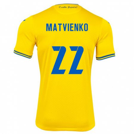 Kandiny Hombre Camiseta Ucrania Mykola Matvienko #22 Amarillo 1ª Equipación 24-26 La Camisa Chile