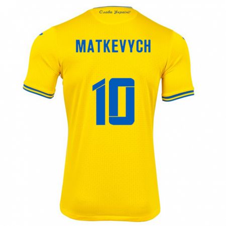 Kandiny Hombre Camiseta Ucrania Andriy Matkevych #10 Amarillo 1ª Equipación 24-26 La Camisa Chile