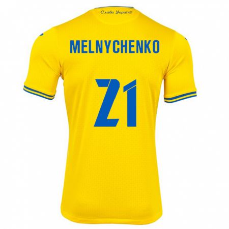 Kandiny Hombre Camiseta Ucrania Maksym Melnychenko #21 Amarillo 1ª Equipación 24-26 La Camisa Chile