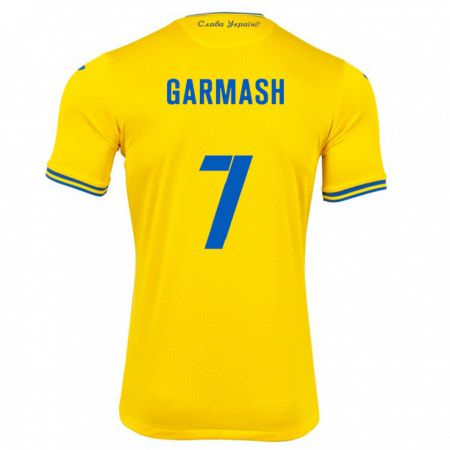 Kandiny Hombre Camiseta Ucrania Yevgen Garmash #7 Amarillo 1ª Equipación 24-26 La Camisa Chile