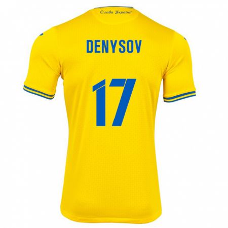 Kandiny Hombre Camiseta Ucrania Ivan Denysov #17 Amarillo 1ª Equipación 24-26 La Camisa Chile