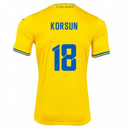 Kandiny Hombre Camiseta Ucrania Kateryna Korsun #18 Amarillo 1ª Equipación 24-26 La Camisa Chile