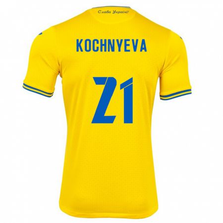 Kandiny Hombre Camiseta Ucrania Iryna Kochnyeva #21 Amarillo 1ª Equipación 24-26 La Camisa Chile