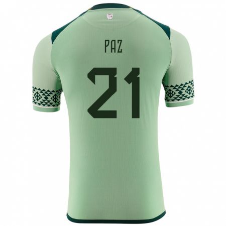 Kandiny Hombre Camiseta Bolivia Luis Paz #21 Verde Claro 1ª Equipación 24-26 La Camisa Chile