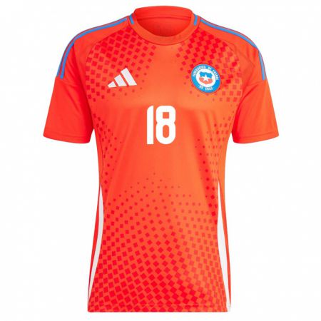 Kandiny Hombre Camiseta Chile Camila Sáez #18 Rojo 1ª Equipación 24-26 La Camisa Chile