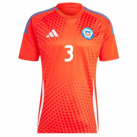 Kandiny Hombre Camiseta Chile Guillermo Maripán #3 Rojo 1ª Equipación 24-26 La Camisa Chile