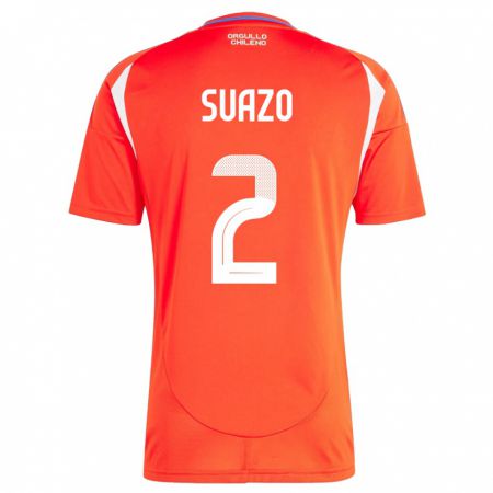Kandiny Hombre Camiseta Chile Gabriel Suazo #2 Rojo 1ª Equipación 24-26 La Camisa Chile