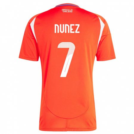 Kandiny Hombre Camiseta Chile Marcelino Núñez #7 Rojo 1ª Equipación 24-26 La Camisa Chile