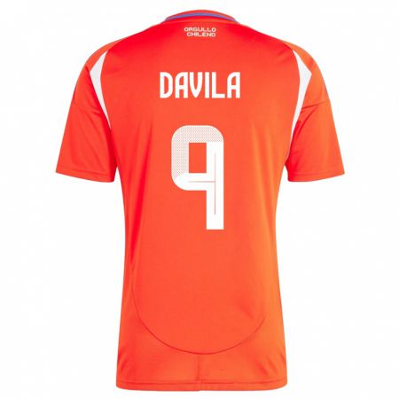Kandiny Hombre Camiseta Chile Víctor Dávila #9 Rojo 1ª Equipación 24-26 La Camisa Chile