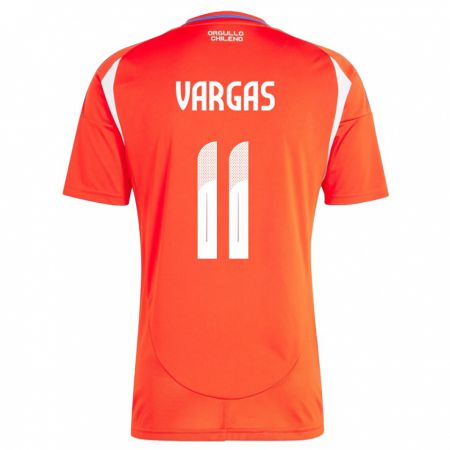 Kandiny Hombre Camiseta Chile Eduardo Vargas #11 Rojo 1ª Equipación 24-26 La Camisa Chile