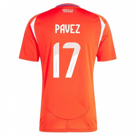Kandiny Hombre Camiseta Chile Esteban Pavez #17 Rojo 1ª Equipación 24-26 La Camisa Chile