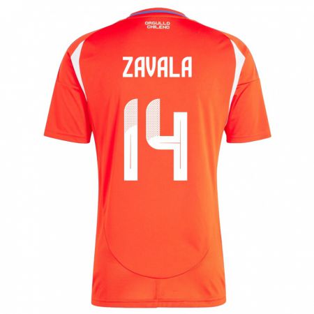 Kandiny Hombre Camiseta Chile Cristián Zavala #14 Rojo 1ª Equipación 24-26 La Camisa Chile