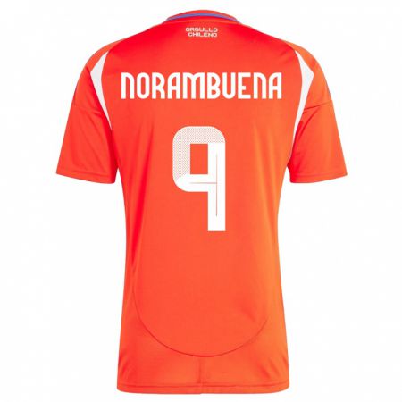 Kandiny Hombre Camiseta Chile Gabriel Norambuena #9 Rojo 1ª Equipación 24-26 La Camisa Chile