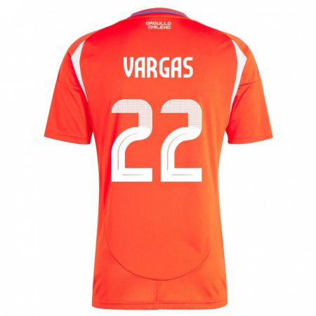 Kandiny Hombre Camiseta Chile Diego Vargas #22 Rojo 1ª Equipación 24-26 La Camisa Chile