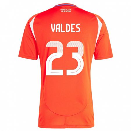 Kandiny Hombre Camiseta Chile Francisco Valdés #23 Rojo 1ª Equipación 24-26 La Camisa Chile