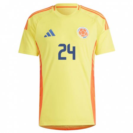 Kandiny Hombre Camiseta Colombia Jhon Córdoba #24 Amarillo 1ª Equipación 24-26 La Camisa Chile