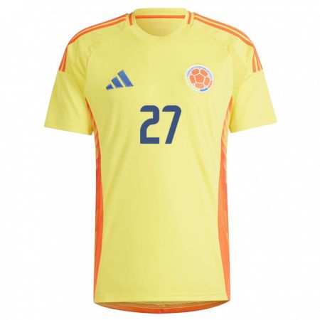 Kandiny Hombre Camiseta Colombia Natalia Gaitán #27 Amarillo 1ª Equipación 24-26 La Camisa Chile