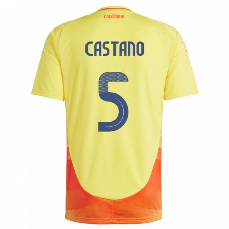 Kandiny Hombre Camiseta Colombia Kevin Castaño #5 Amarillo 1ª Equipación 24-26 La Camisa Chile
