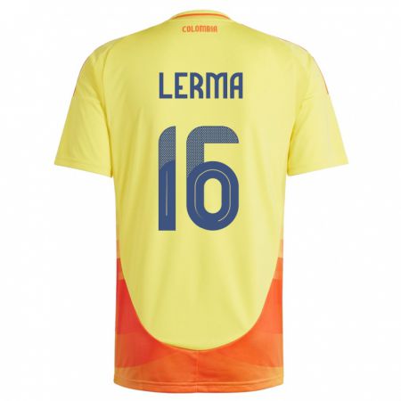 Kandiny Hombre Camiseta Colombia Jefferson Lerma #16 Amarillo 1ª Equipación 24-26 La Camisa Chile