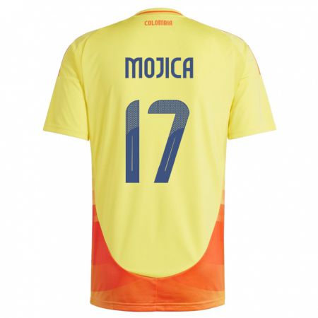 Kandiny Hombre Camiseta Colombia Johan Mojica #17 Amarillo 1ª Equipación 24-26 La Camisa Chile