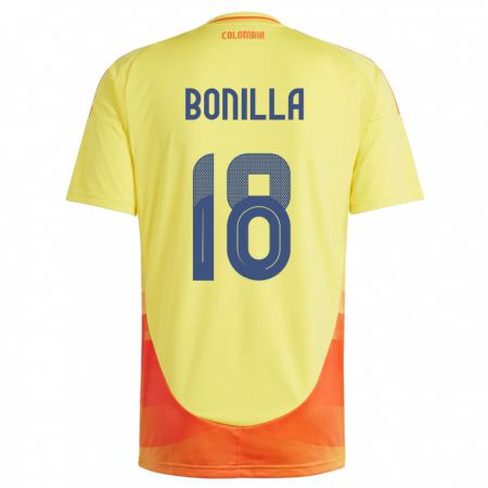 Kandiny Hombre Camiseta Colombia Wendy Bonilla #18 Amarillo 1ª Equipación 24-26 La Camisa Chile