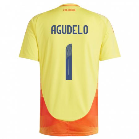 Kandiny Hombre Camiseta Colombia Luisa Agudelo #1 Amarillo 1ª Equipación 24-26 La Camisa Chile