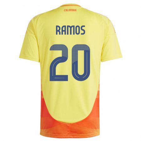 Kandiny Hombre Camiseta Colombia Mónica Ramos #20 Amarillo 1ª Equipación 24-26 La Camisa Chile