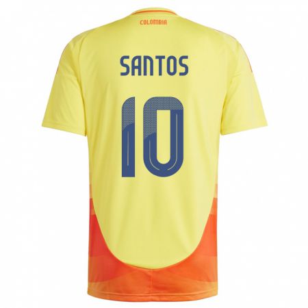 Kandiny Hombre Camiseta Colombia Leicy Santos #10 Amarillo 1ª Equipación 24-26 La Camisa Chile