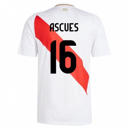 Kandiny Hombre Camiseta Perú Carlos Ascues #16 Blanco 1ª Equipación 24-26 La Camisa Chile