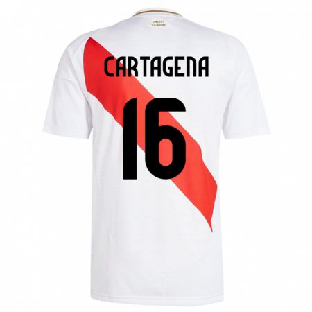 Kandiny Hombre Camiseta Perú Wilder Cartagena #16 Blanco 1ª Equipación 24-26 La Camisa Chile